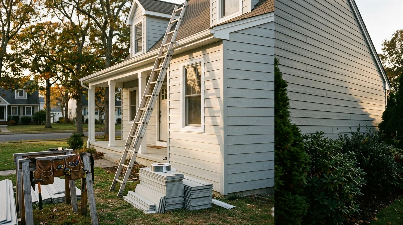 New siding installed on a residential home exterior